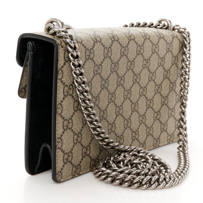 Gucci GG Supreme Monogram Suede Crystal Small Dionysus Shoulder Bag Beige Ebony Black 3 of 10
