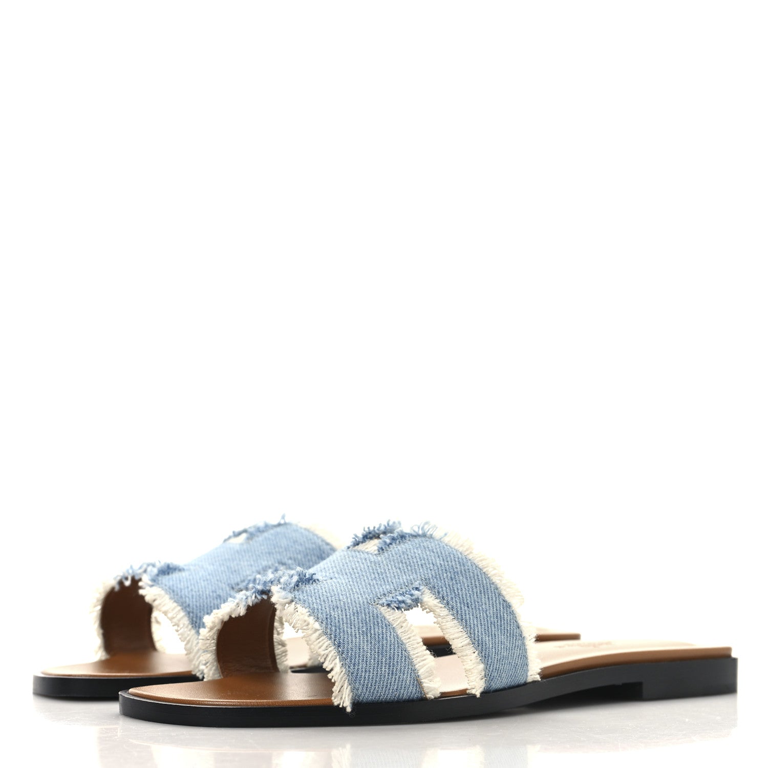 Hermes Denim Oran Fringe Sandals 36 Bleu Clair 4 of 10
