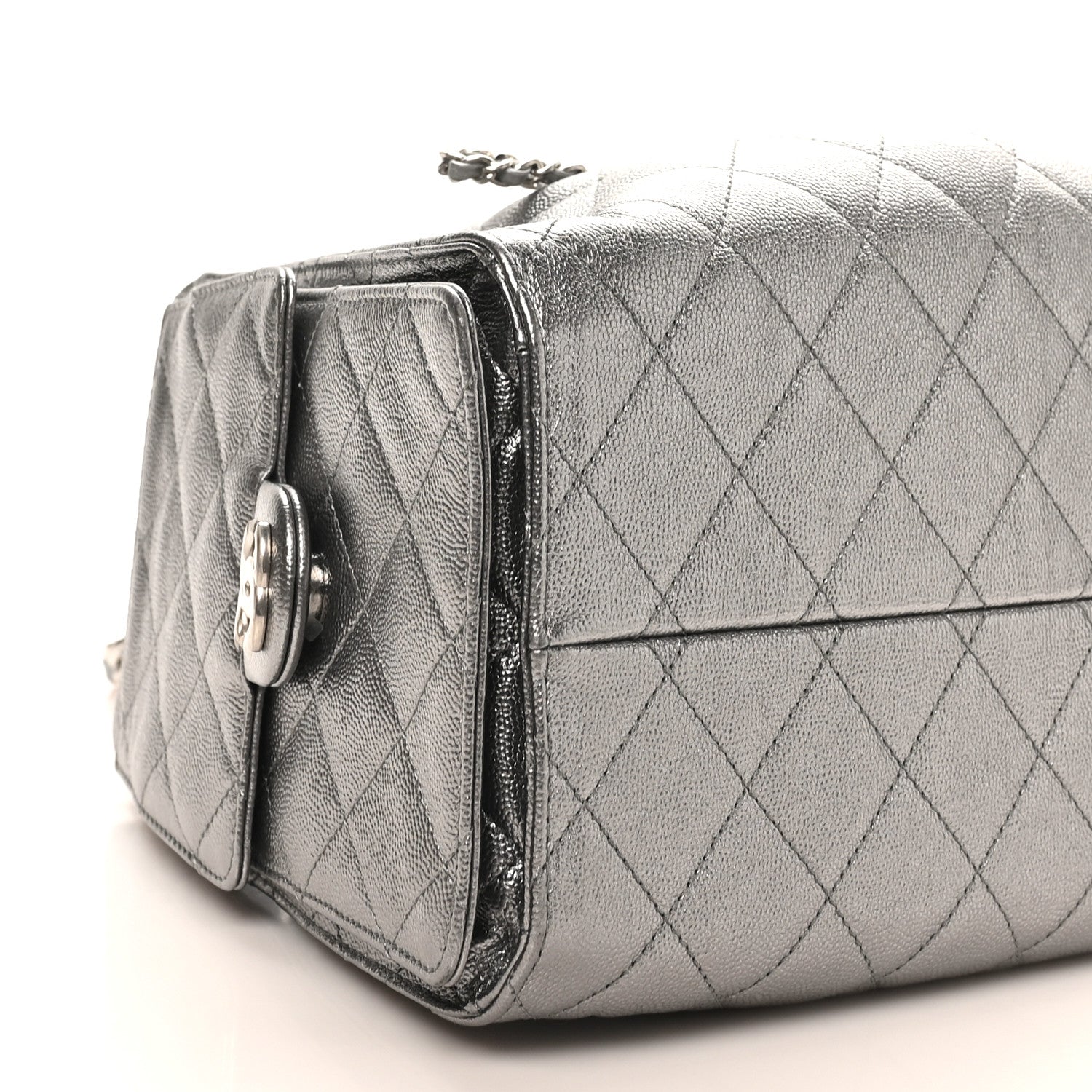 Chanel Metallic Caviar Quilted Small Chanel 25 Handbag Silver 9 of 10