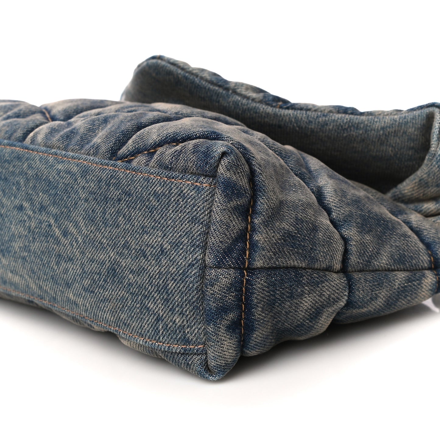 Denim Quilted Toy Loulou Puffer Monogram Chain Satchel Blue Black