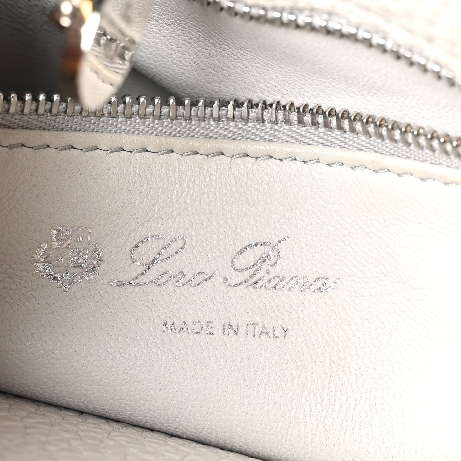 Loro Piana Grained Calfskin Cluisee Petite Odessa Shoulder Bag Grey 6 of 11