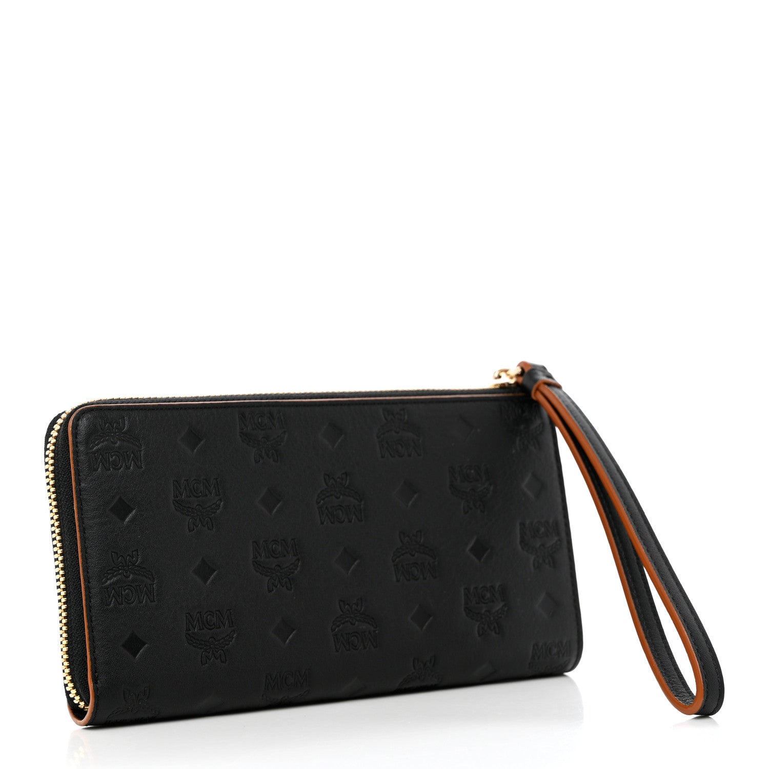 MCM Calfskin Ottomar Monogram Large Aren Zip Wallet Black 3 of 7