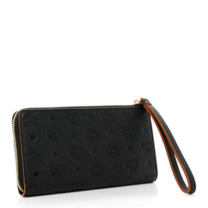 MCM Calfskin Ottomar Monogram Large Aren Zip Wallet Black 3 of 7