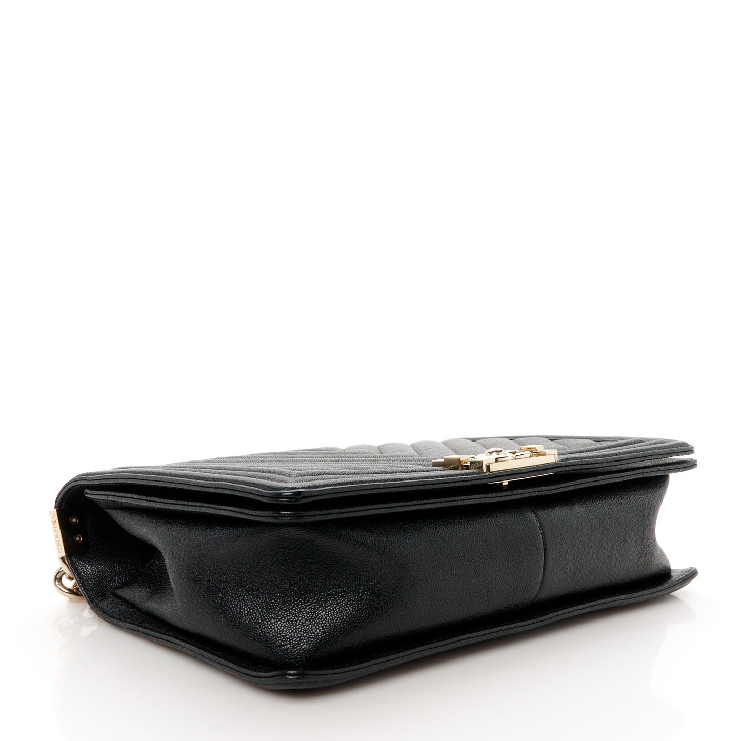 Iridescent Caviar Chevron Quilted New Medium Boy Flap Black