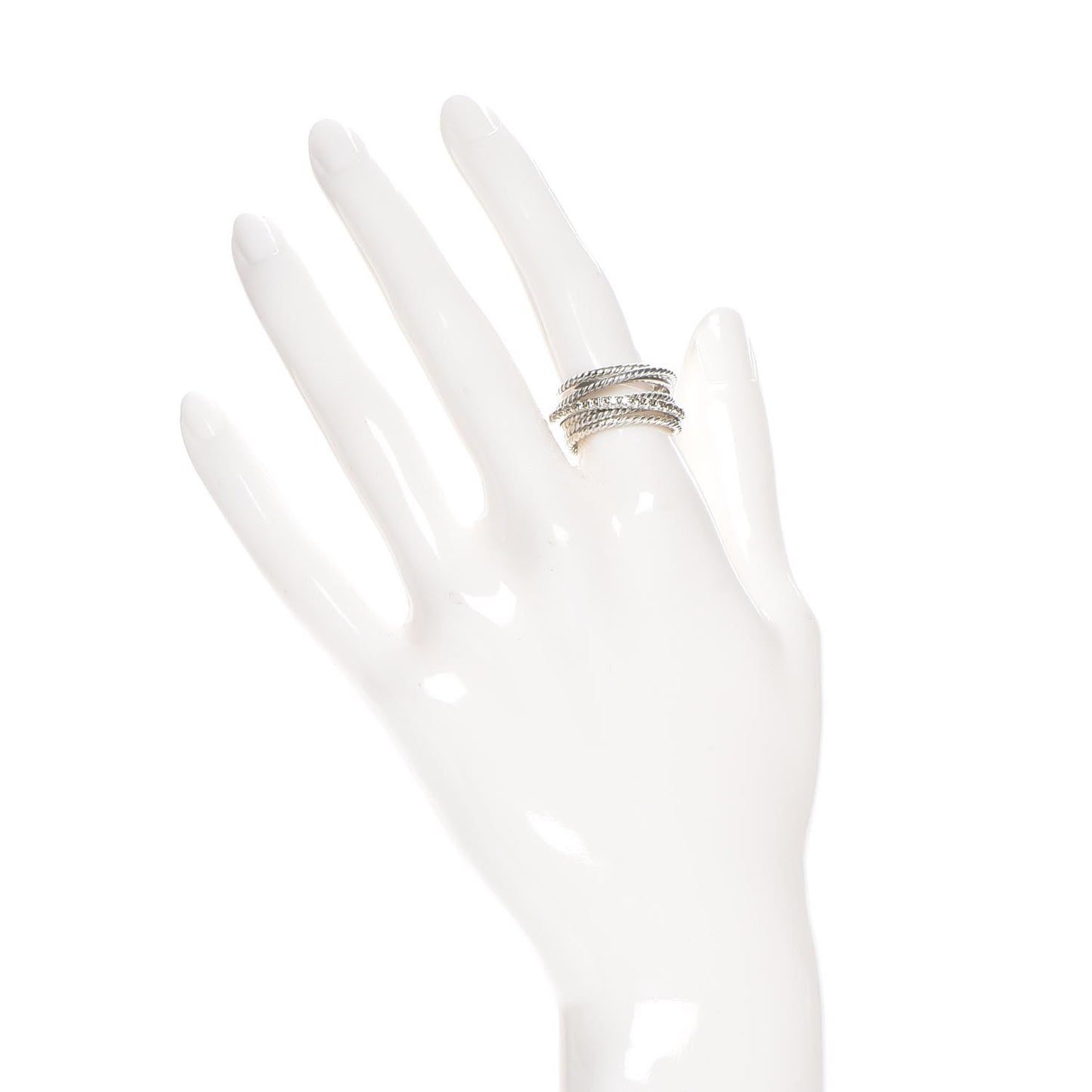 Sterling Silver Diamond 11mm Wide Crossover Cable Ring 54 7