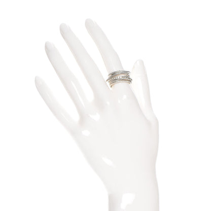 David Yurman Sterling Silver Diamond 11mm Wide Crossover Cable Ring 54 7 2 of 5