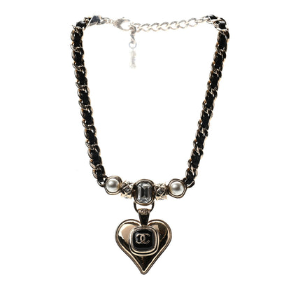 Chanel Lambskin Crystal Pearl CC Heart Choker Gold Black 3 of 6