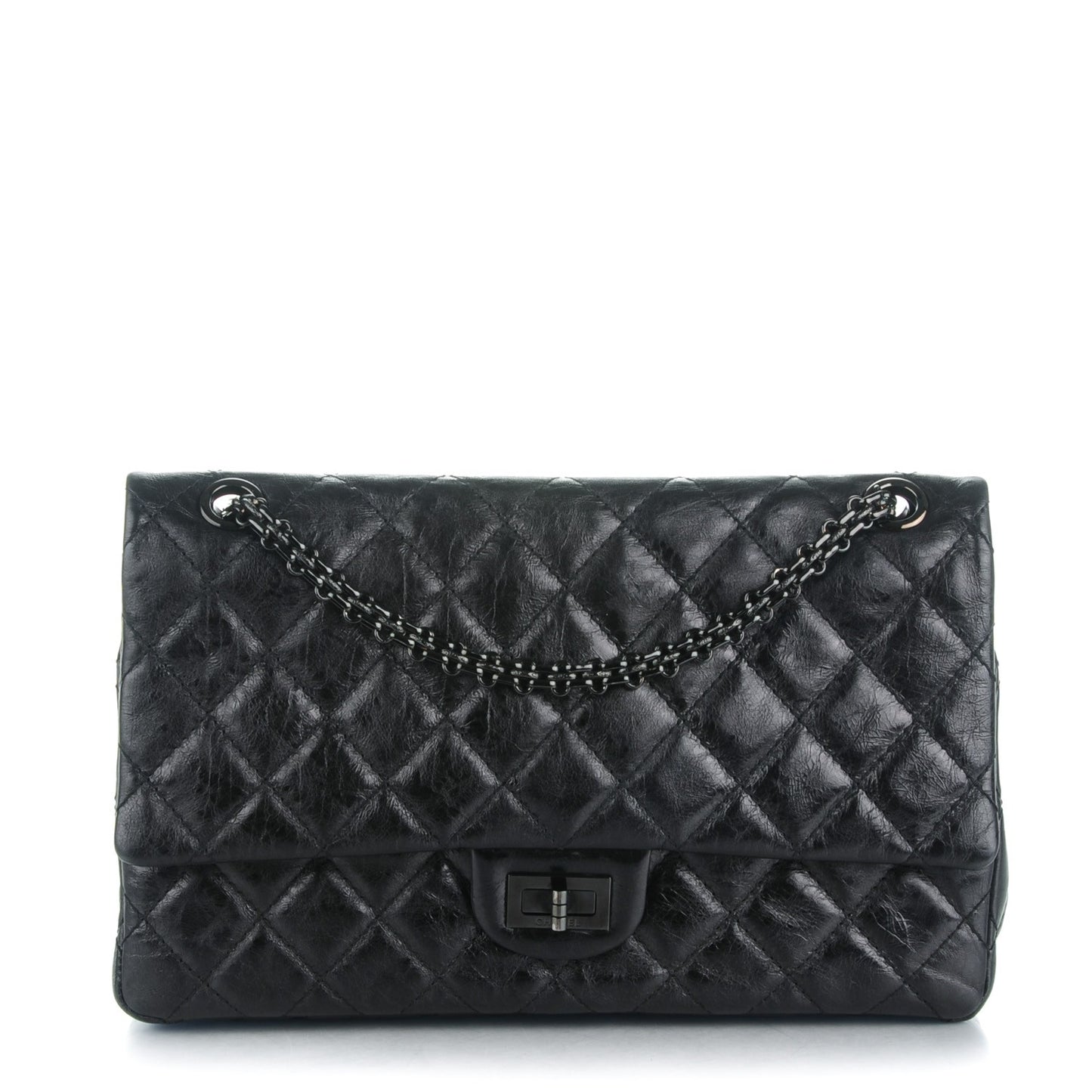 Glazed Calfskin Quilted 2.55 Reissue 226 Flap So Black