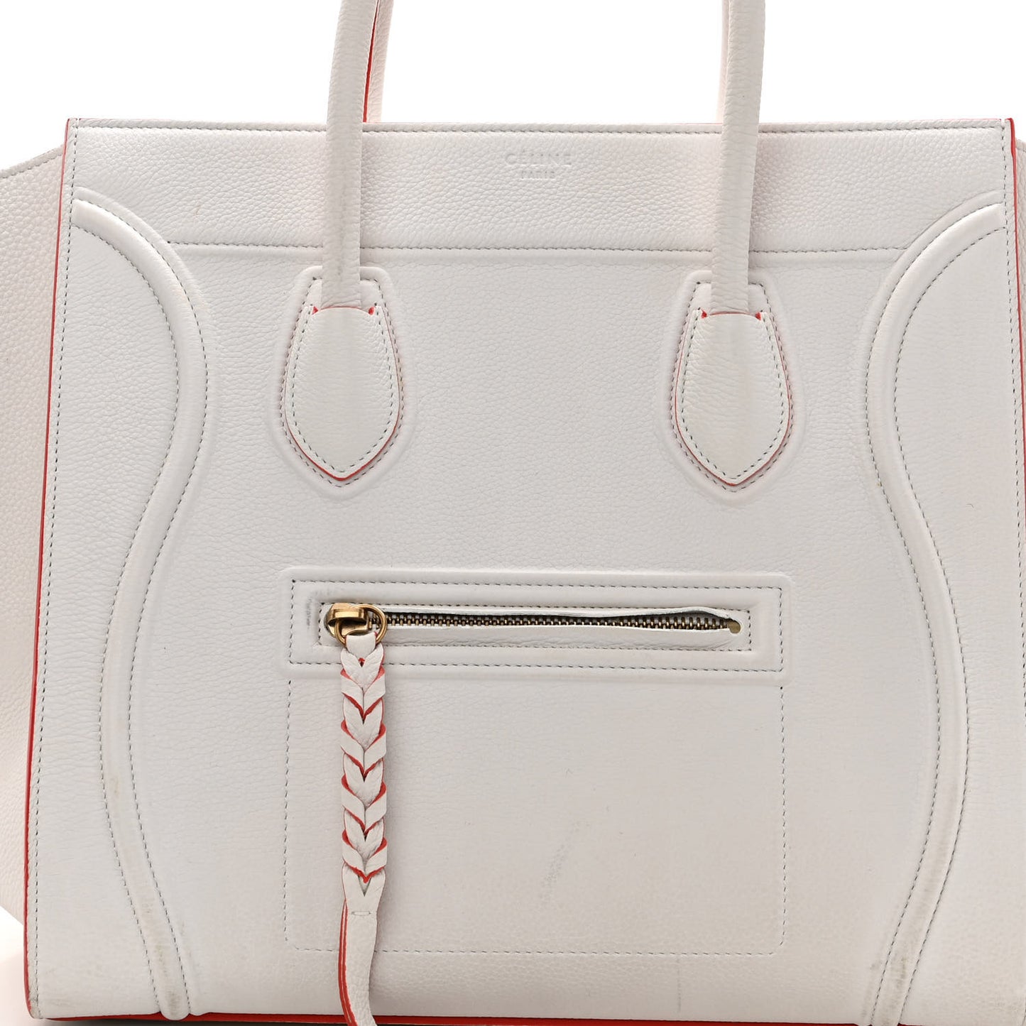 Grained Calfskin Medium Phantom Luggage White