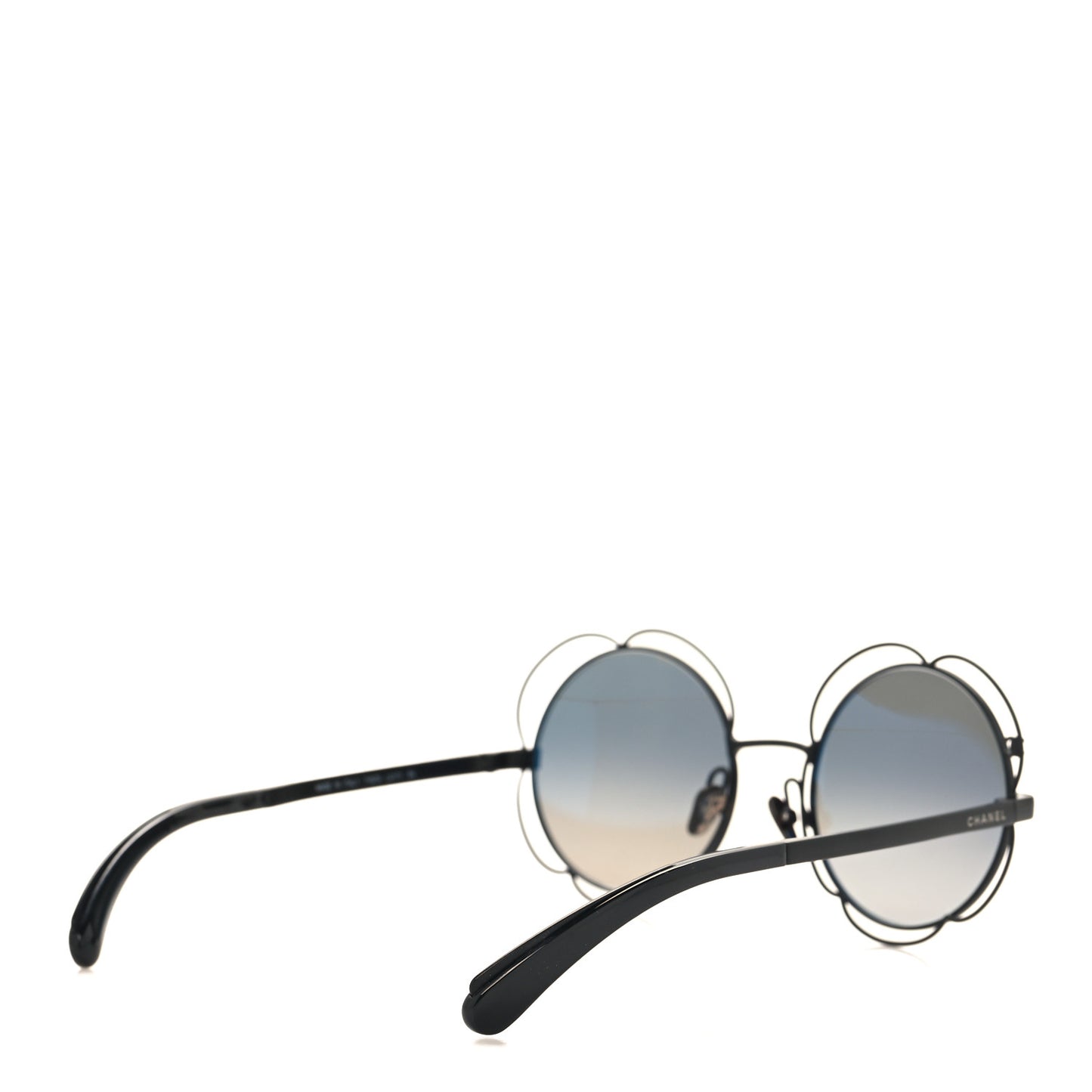 Metal Round Camellia Sunglasses 71573 Black