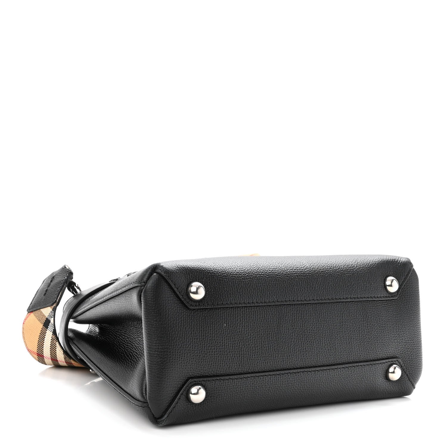 Burberry Derby Calfskin House Check Small Banner Tote Black 4 of 10