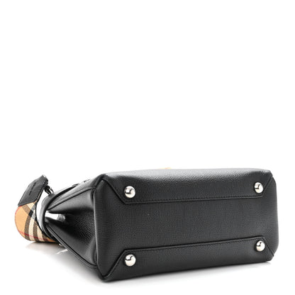 Burberry Derby Calfskin House Check Small Banner Tote Black 4 of 10