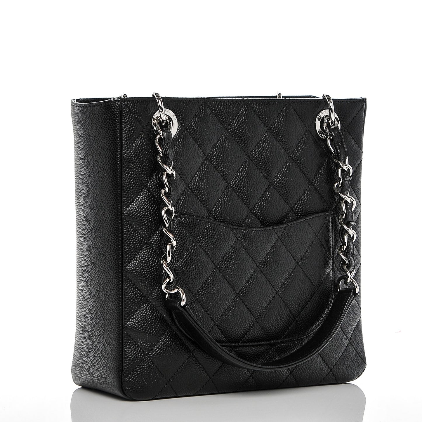 Caviar Quilted Petit Shopping Tote PST Black