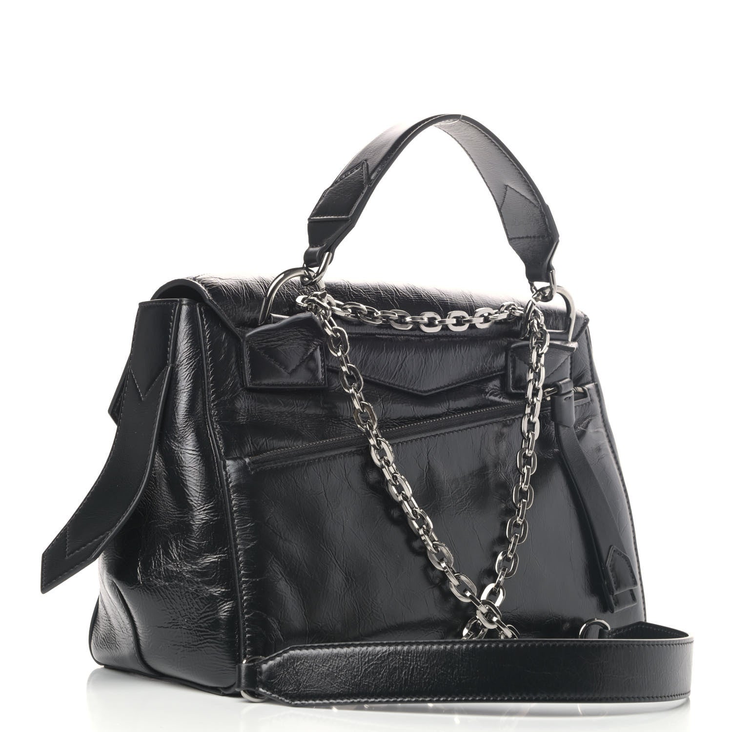 Givenchy Creased Patent Calfskin Medium ID Flap Black 3 of 5