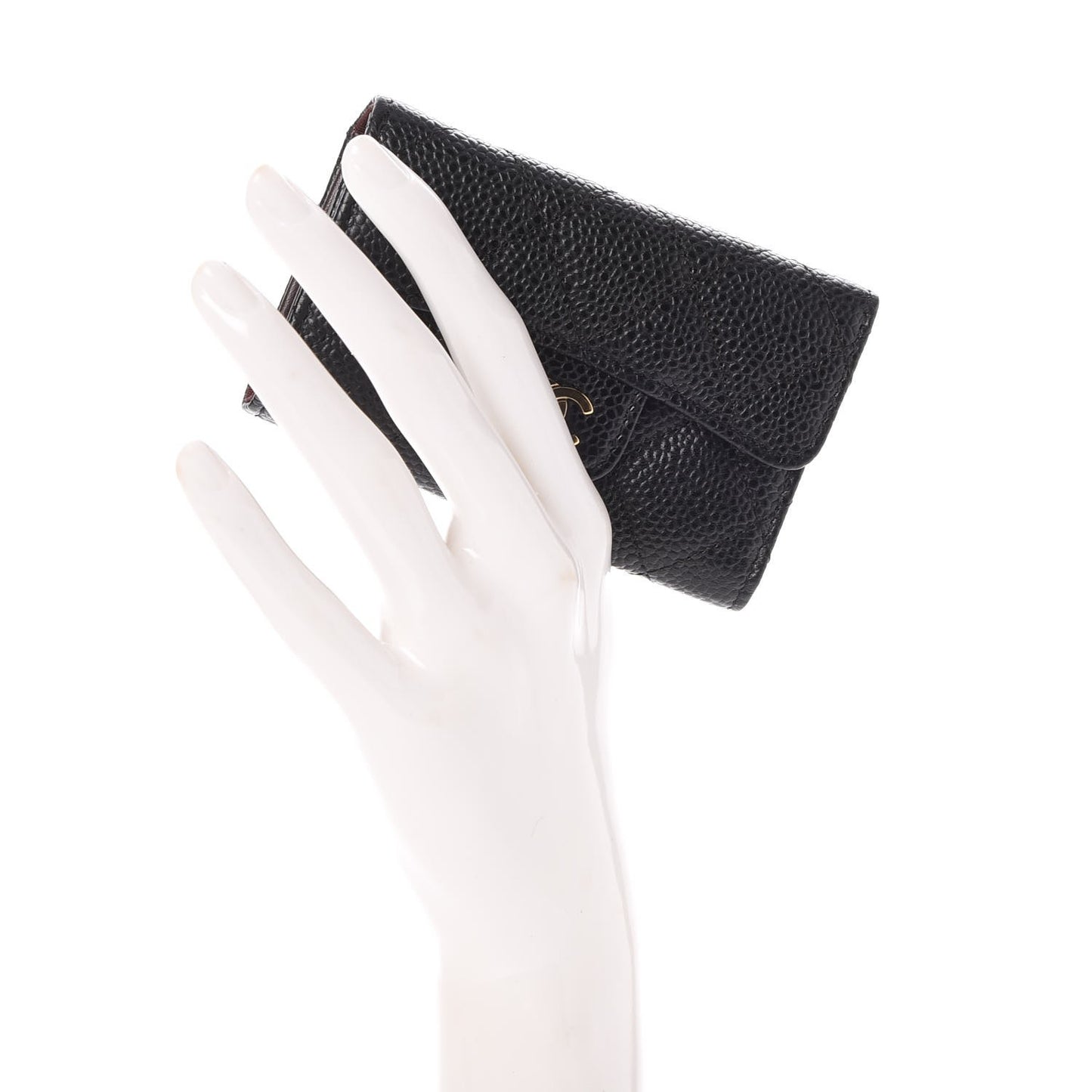 Caviar Quilted 6 Key Holder Black