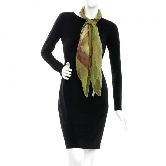 Silk CC Print Scarf Green Pink