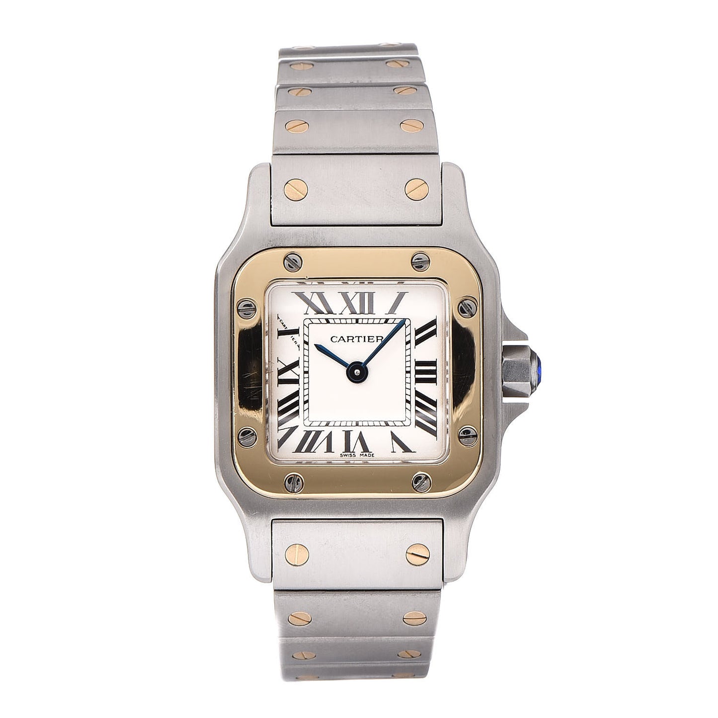 Stainless Steel 18K Yellow Gold 24mm Santos De Cartier Galbee Quartz Watch