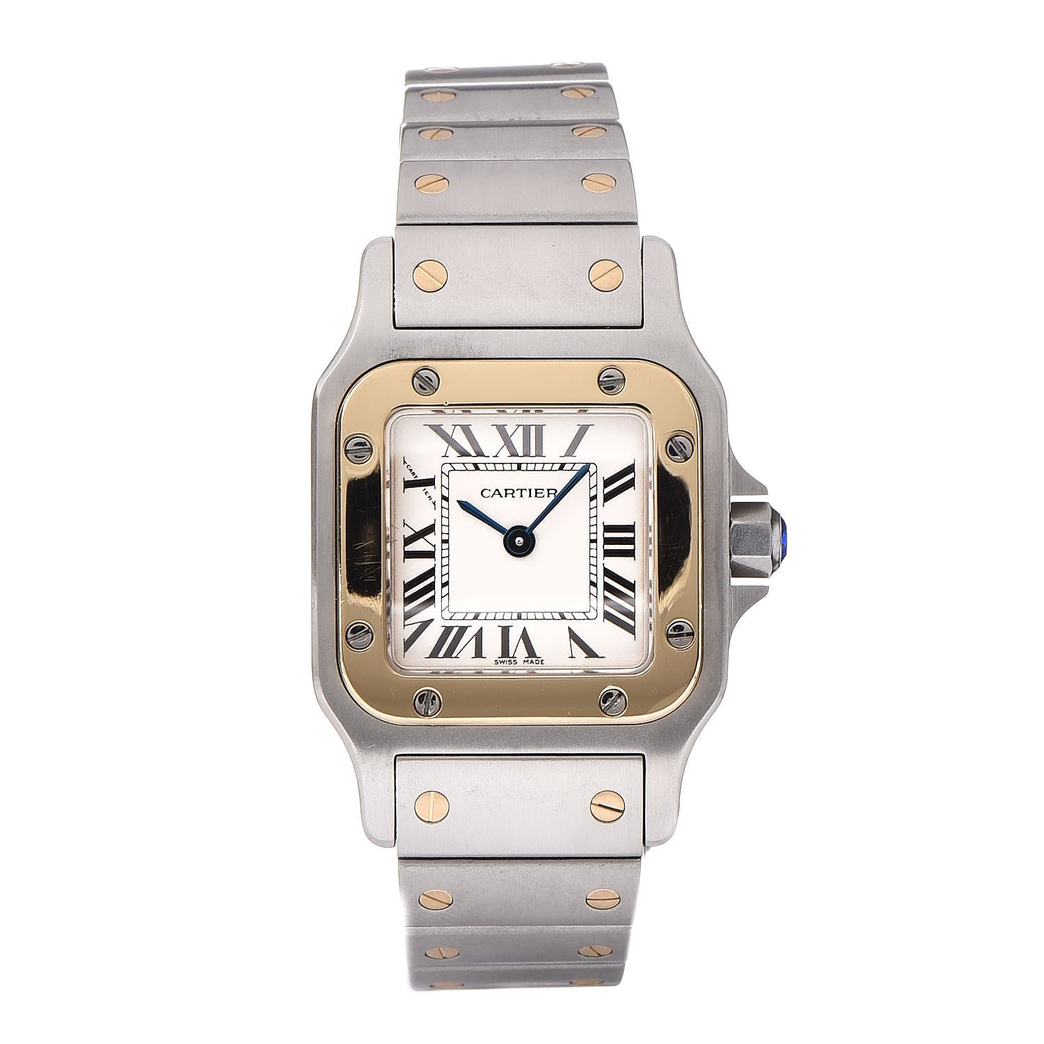 Cartier Stainless Steel 18K Yellow Gold 24mm Santos De Cartier Galbee Quartz Watch 1 of 12