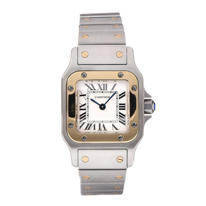 Cartier Stainless Steel 18K Yellow Gold 24mm Santos De Cartier Galbee Quartz Watch 1 of 12