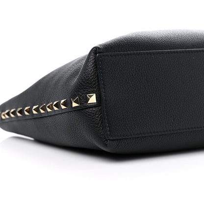 Valentino Garavani Grained Calfskin Small Rockstud Flip Lock Tote Black Rose Quartz 7 of 8