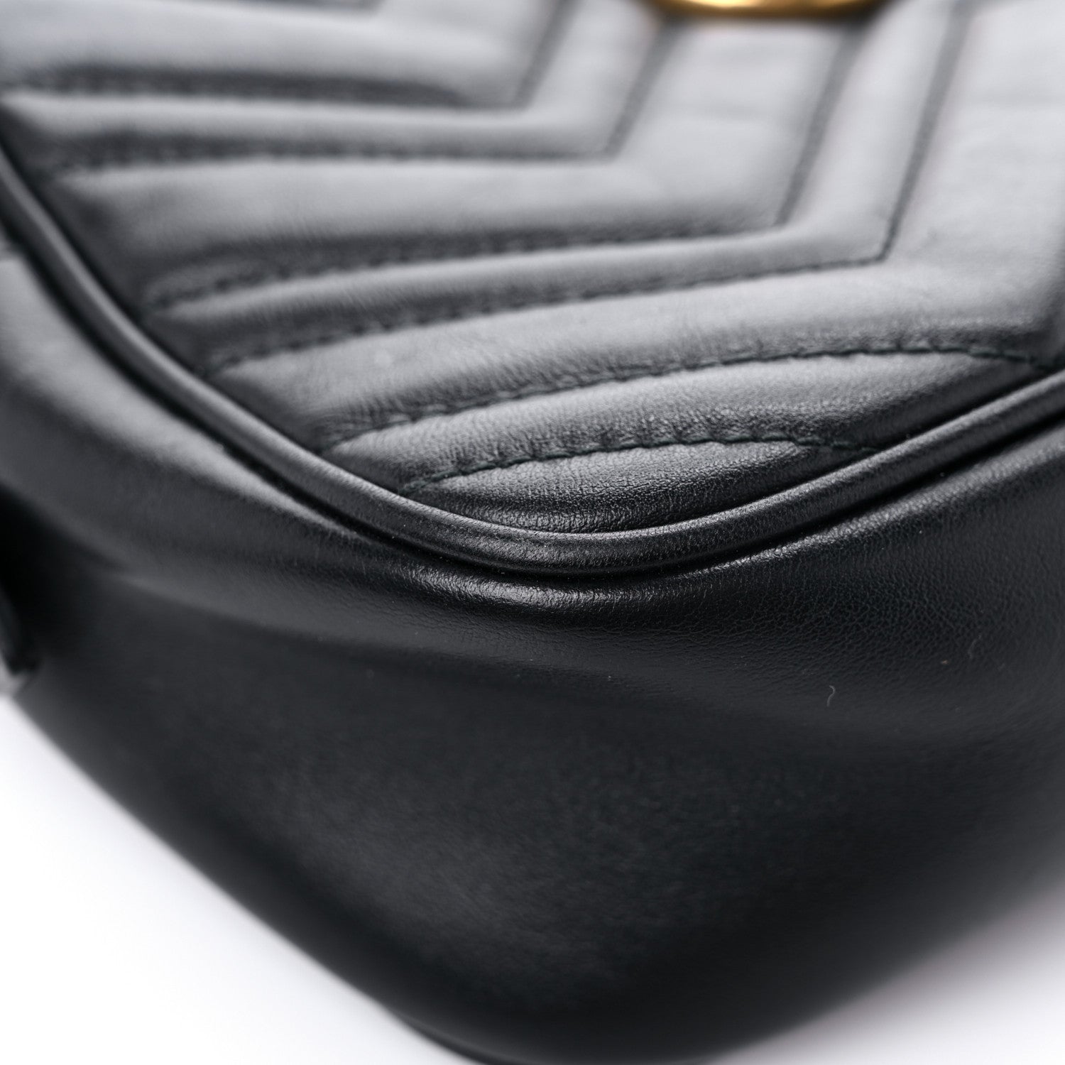 Gucci Calfskin Matelasse Small GG Marmont Chain Shoulder Bag Black 9 of 19