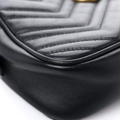 Gucci Calfskin Matelasse Small GG Marmont Chain Shoulder Bag Black 9 of 19