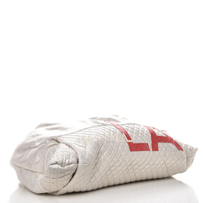 Chanel Metallic Jersey Quilted LA Tote Silver 4 of 7