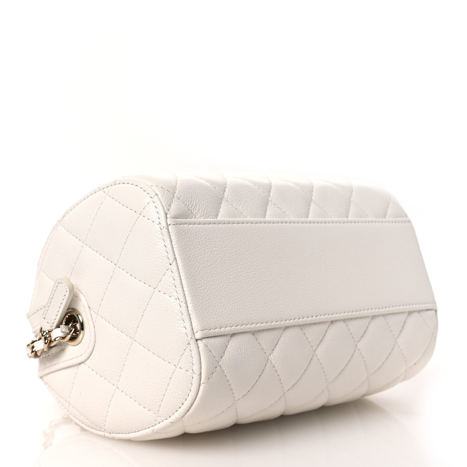 Chanel Caviar Quilted Barrel Clutch With Chain White 4 of 11