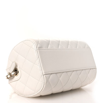 Chanel Caviar Quilted Barrel Clutch With Chain White 4 of 11
