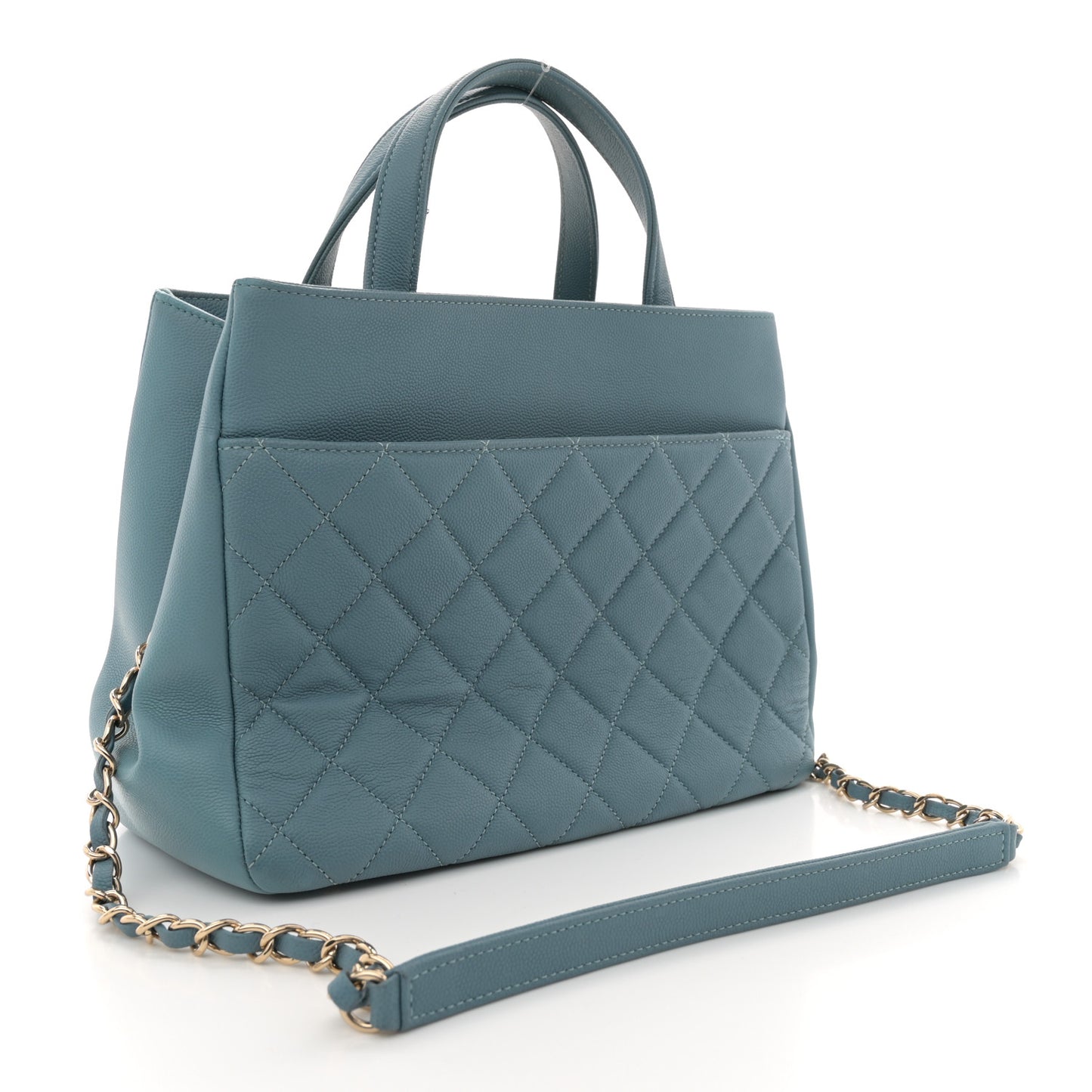 Caviar Quilted Small Business Affinity Shopping Bag Blue