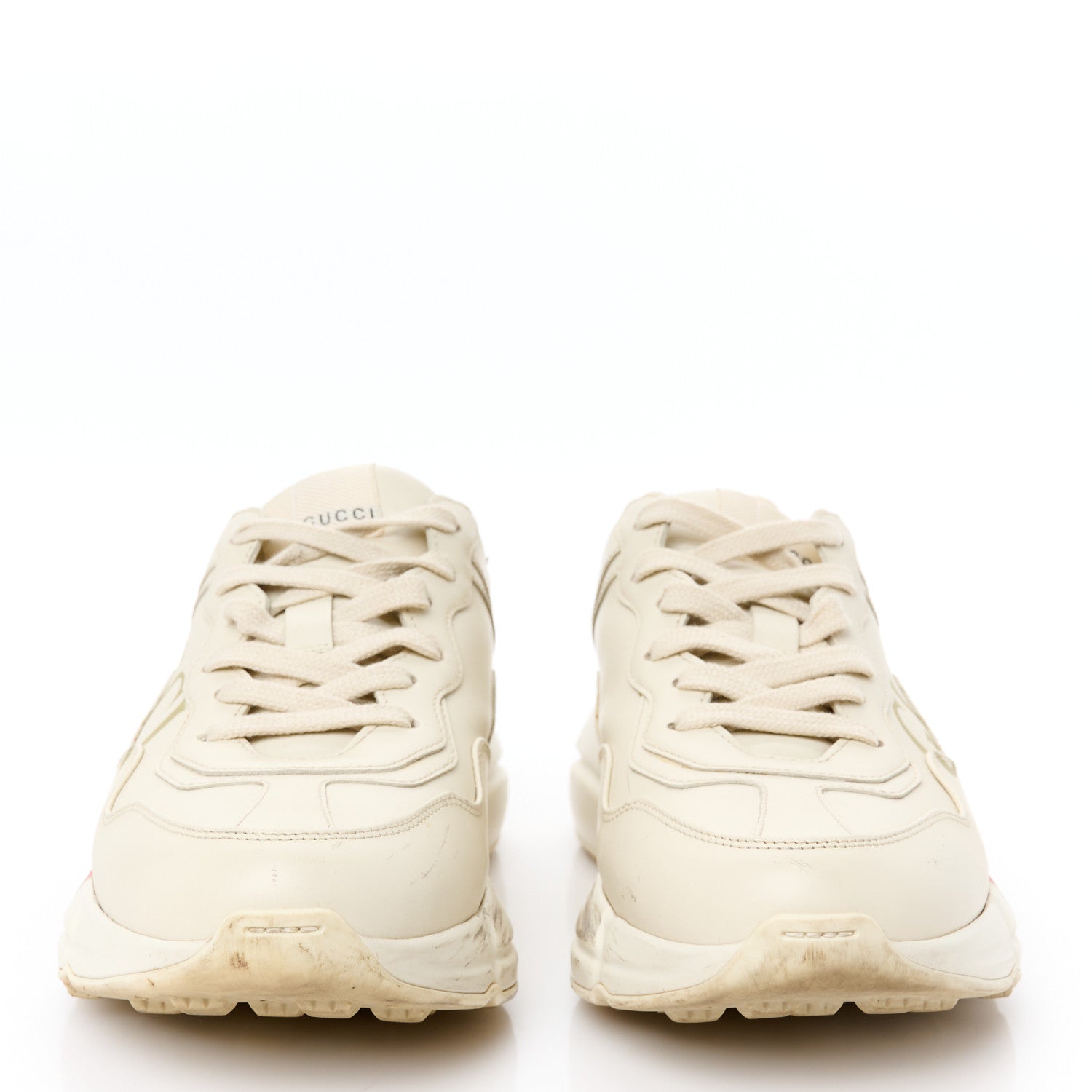Gucci Calfskin Logo Womens Rhyton Sneakers 38.5 Ivory 3 of 11