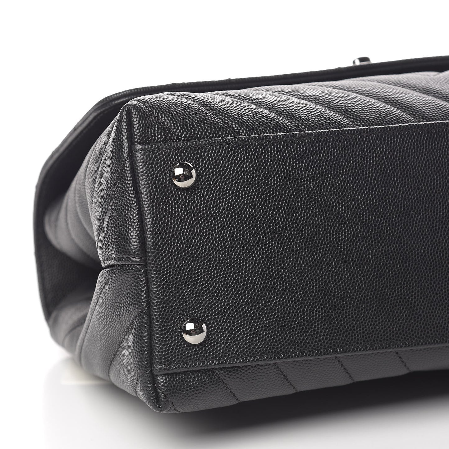Caviar Chevron Quilted Small Coco Handle Flap Black