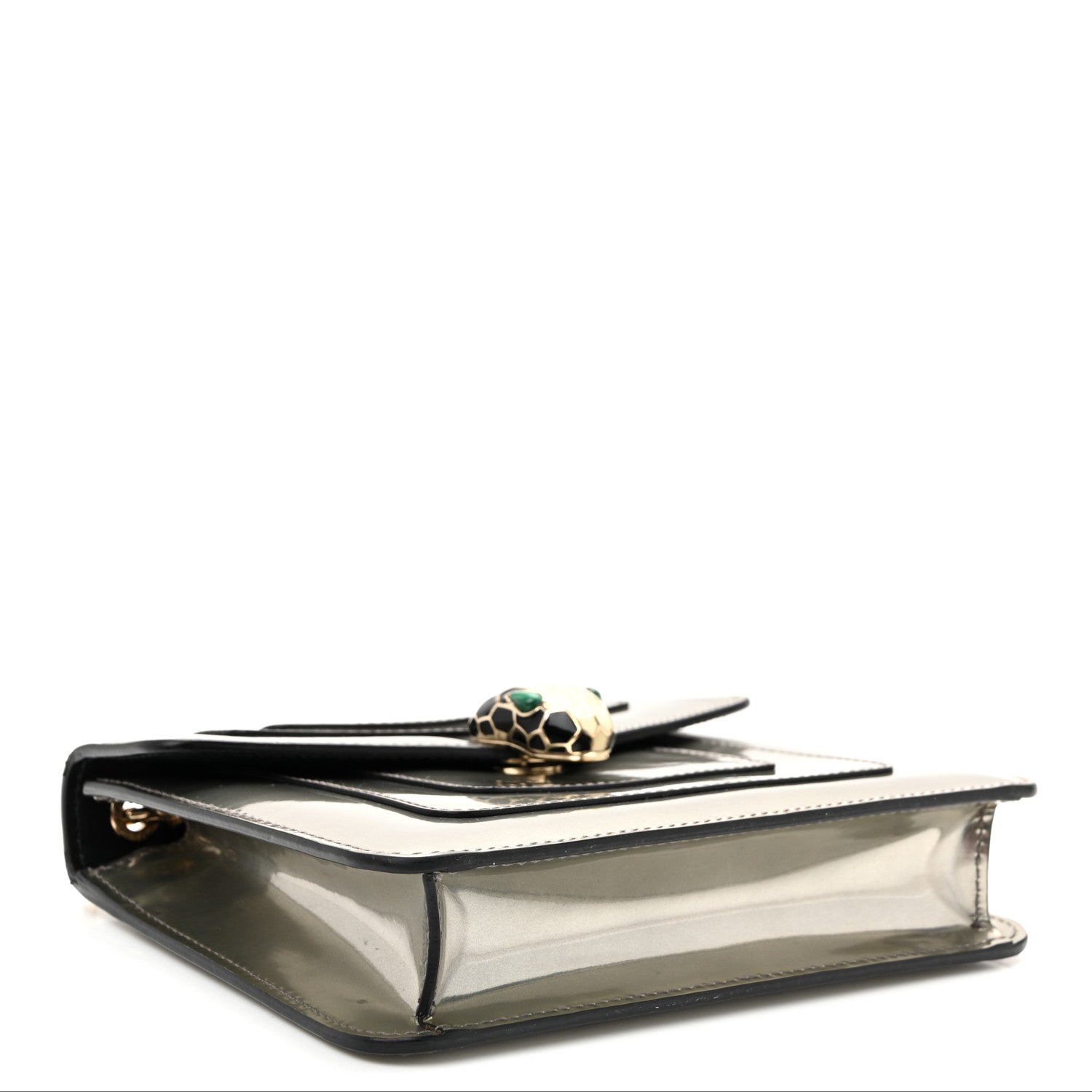Bulgari Metallic Calfskin Small Serpenti Forever Snake Strap Crossbody Bag Silver 4 of 14
