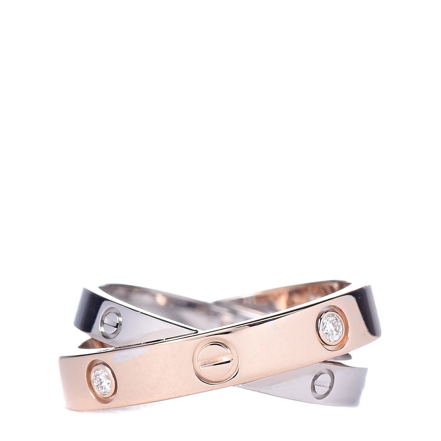 Cartier 18K Pink White Gold 6 Diamonds LOVE Ring 47 4 3 of 5