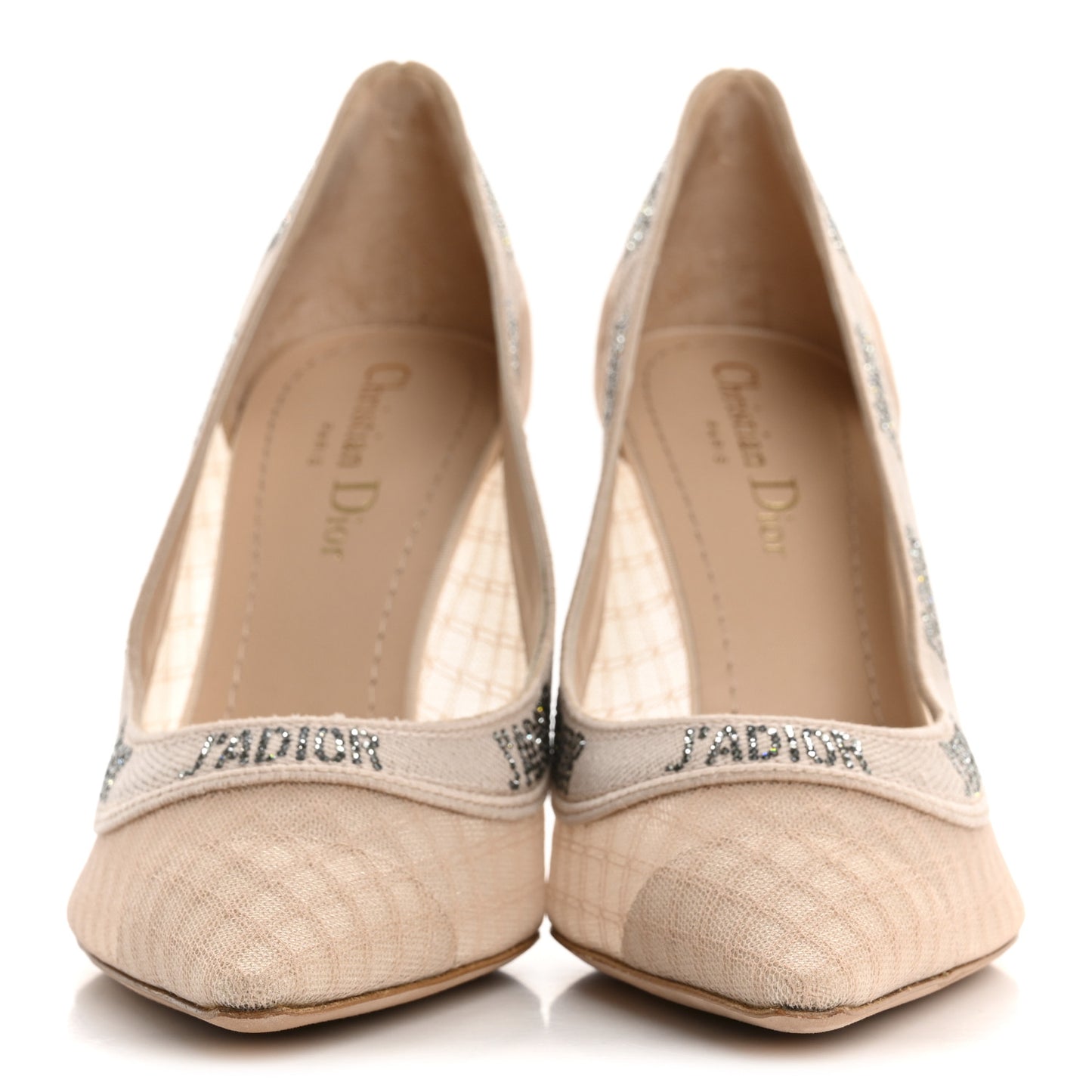 Mesh Ribbon Crystal J'Adior 100mm Pumps 37 Nude
