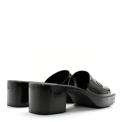 Gucci Rubber Gucci Logo Womens Platform 20/60mm Slide Sandals 41 Black 4 of 13