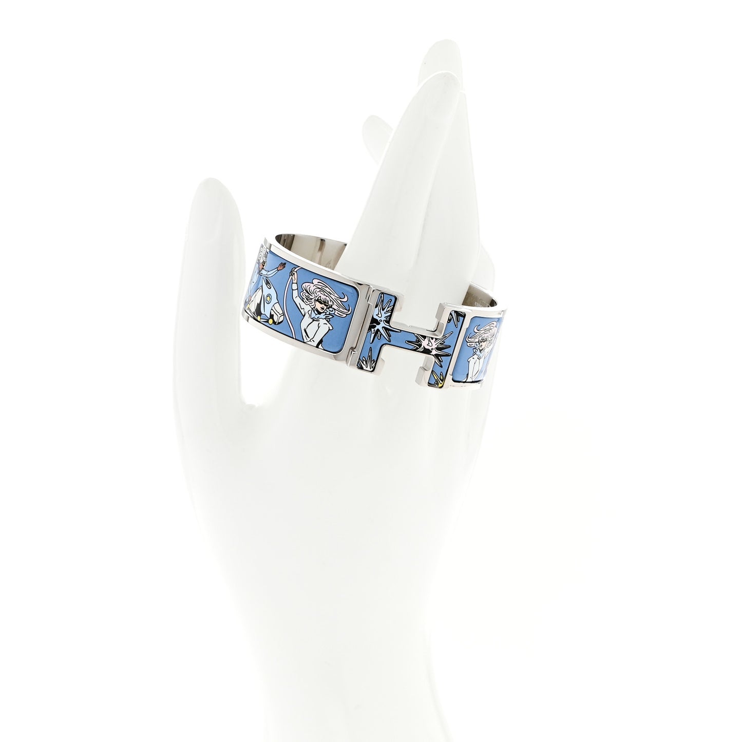 Enamel Printed Wide Les Mustangs II Clic Clac H Bracelet PM Ecume