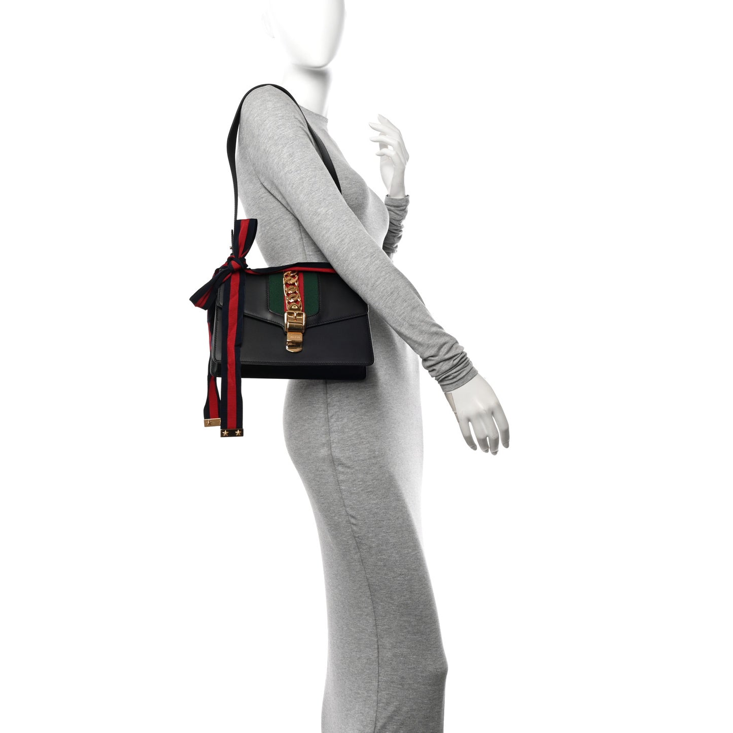 Calfskin Small Sylvie Shoulder Bag Black