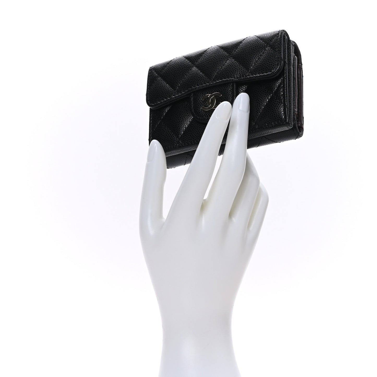 Caviar Quilted Double Flap Wallet Black