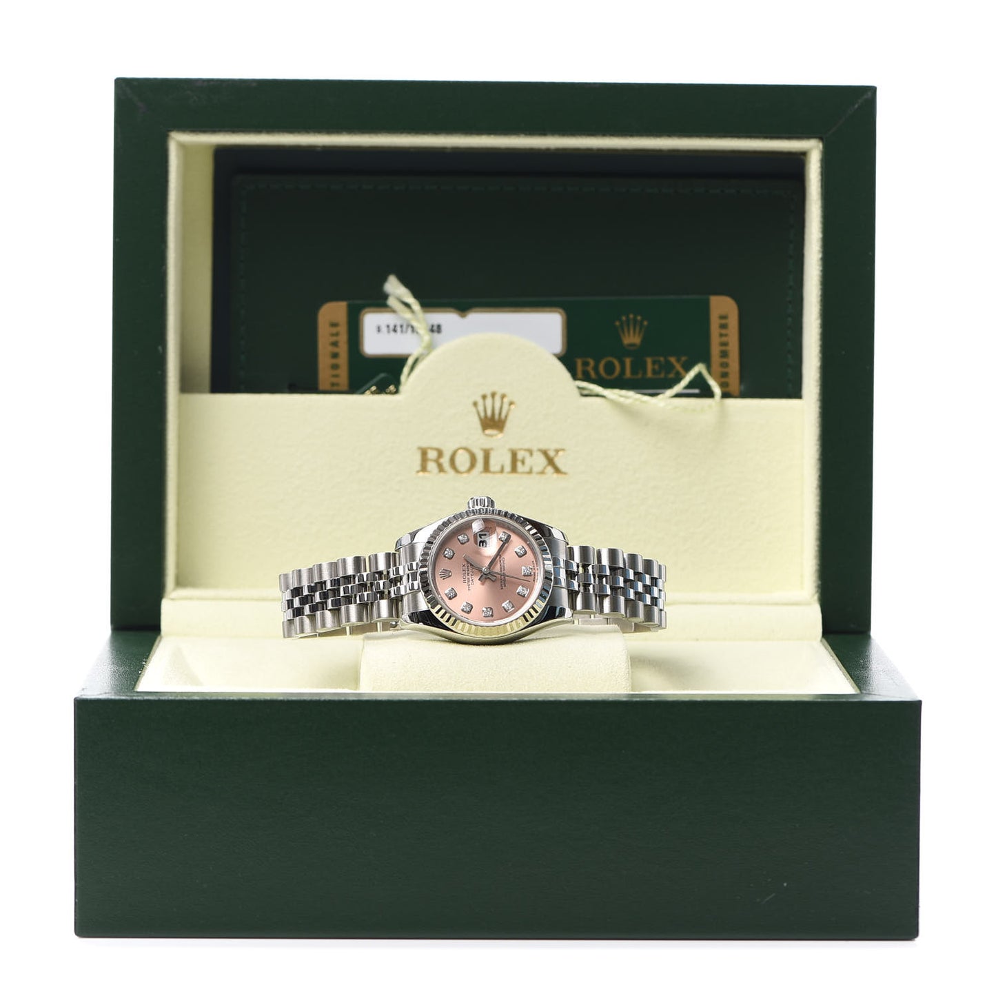 Stainless Steel 18K White Gold Diamond 26mm Oyster Perpetual Datejust Watch Pink 179174