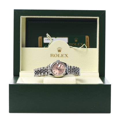Rolex Stainless Steel 18K White Gold Diamond 26mm Oyster Perpetual Datejust Watch Pink 179174 5 of 5