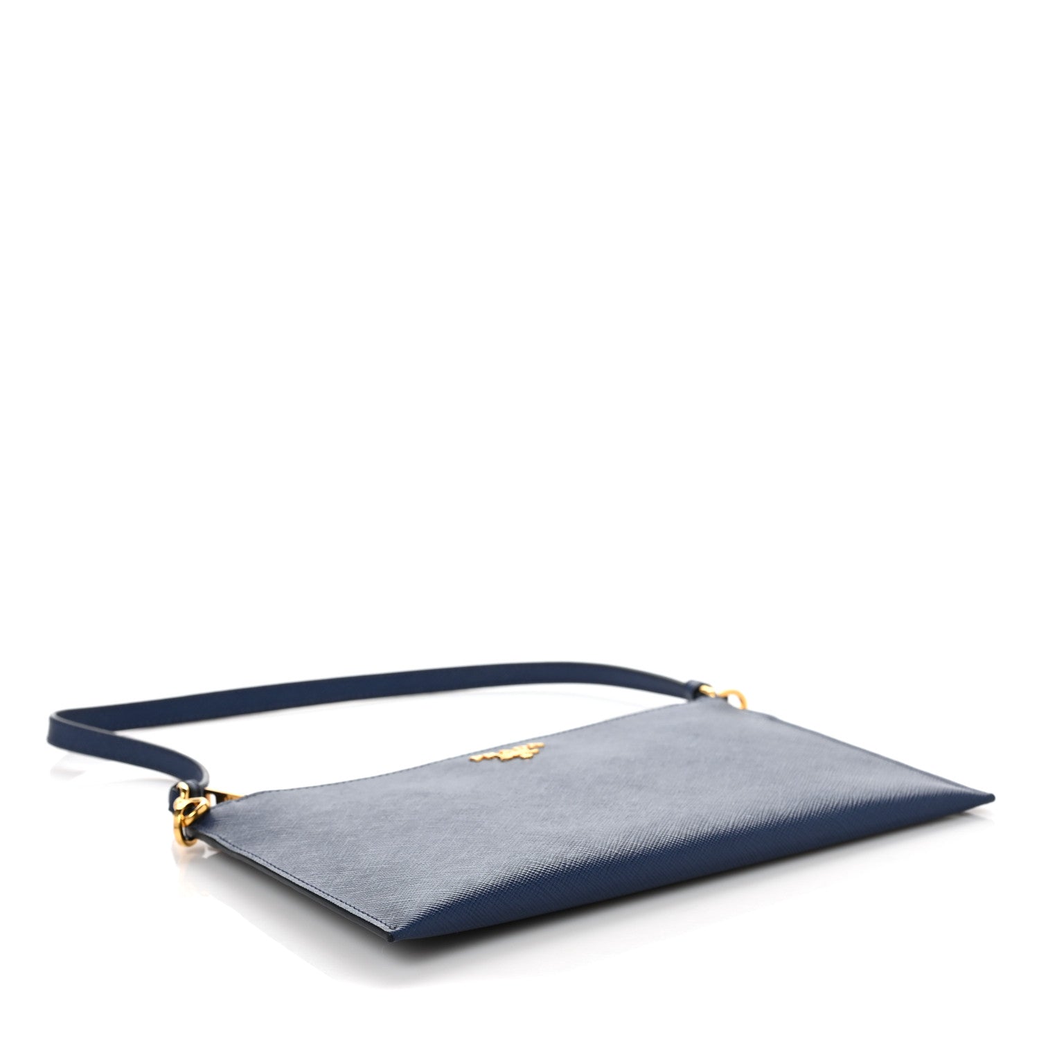 Prada Saffiano Small Flat Pouch Bluette 3 of 7