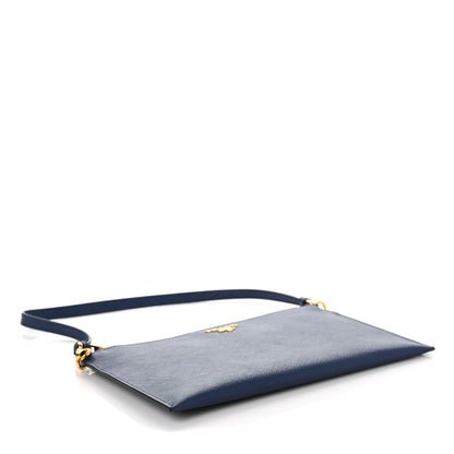 Prada Saffiano Small Flat Pouch Bluette 3 of 7