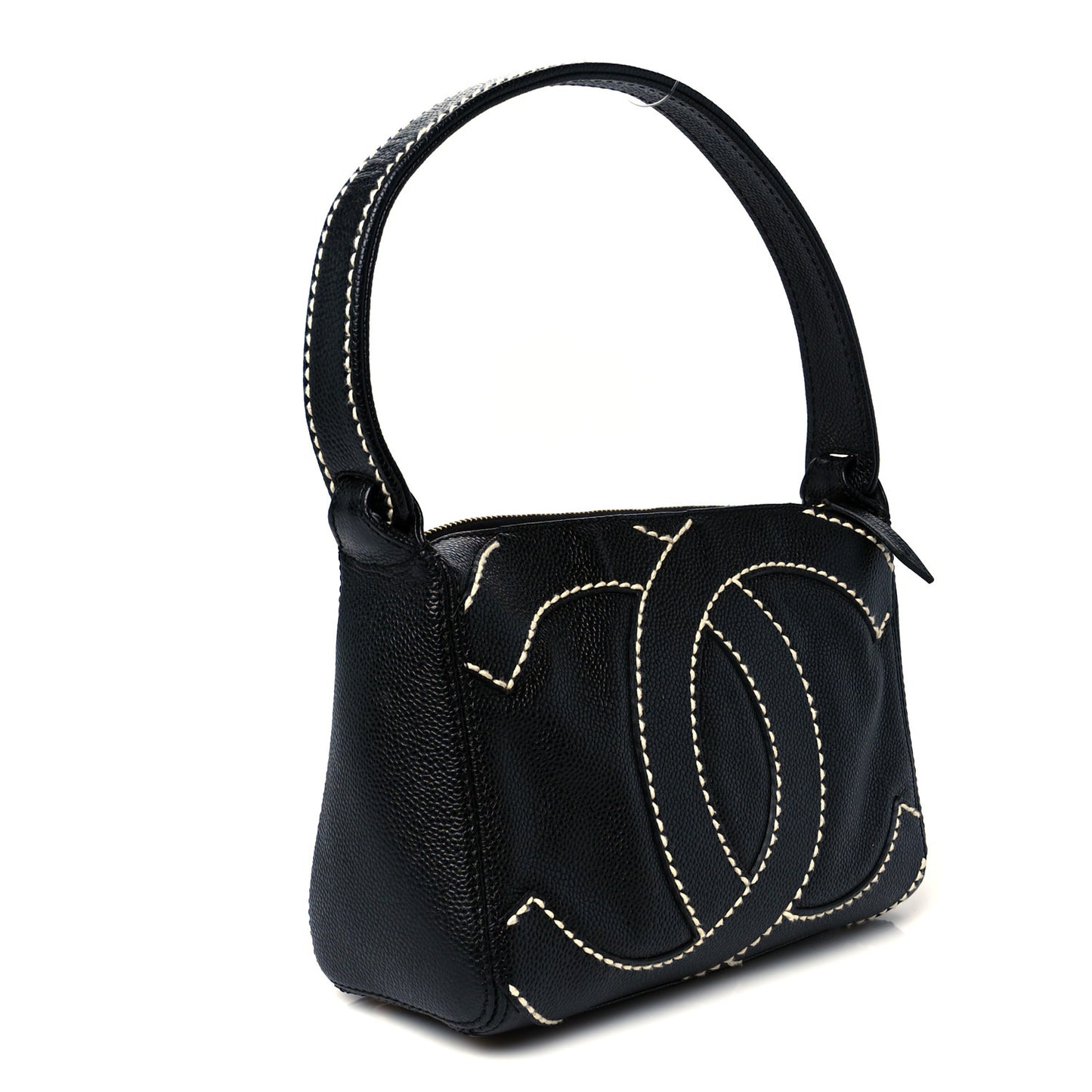 Caviar CC Stitched Small Hobo Black