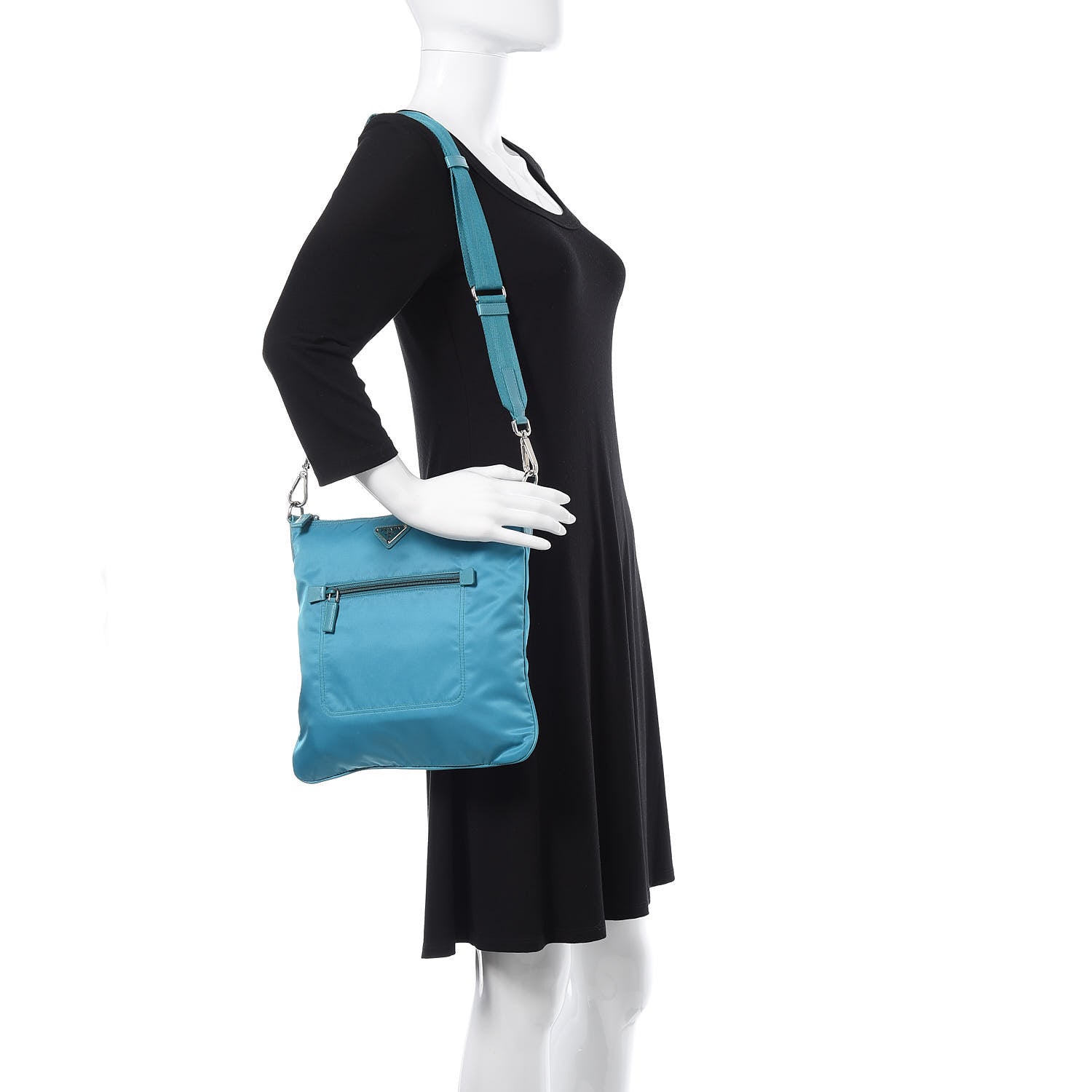 Prada Nylon Vela Flat Messenger Bag Turchese 2 of 9