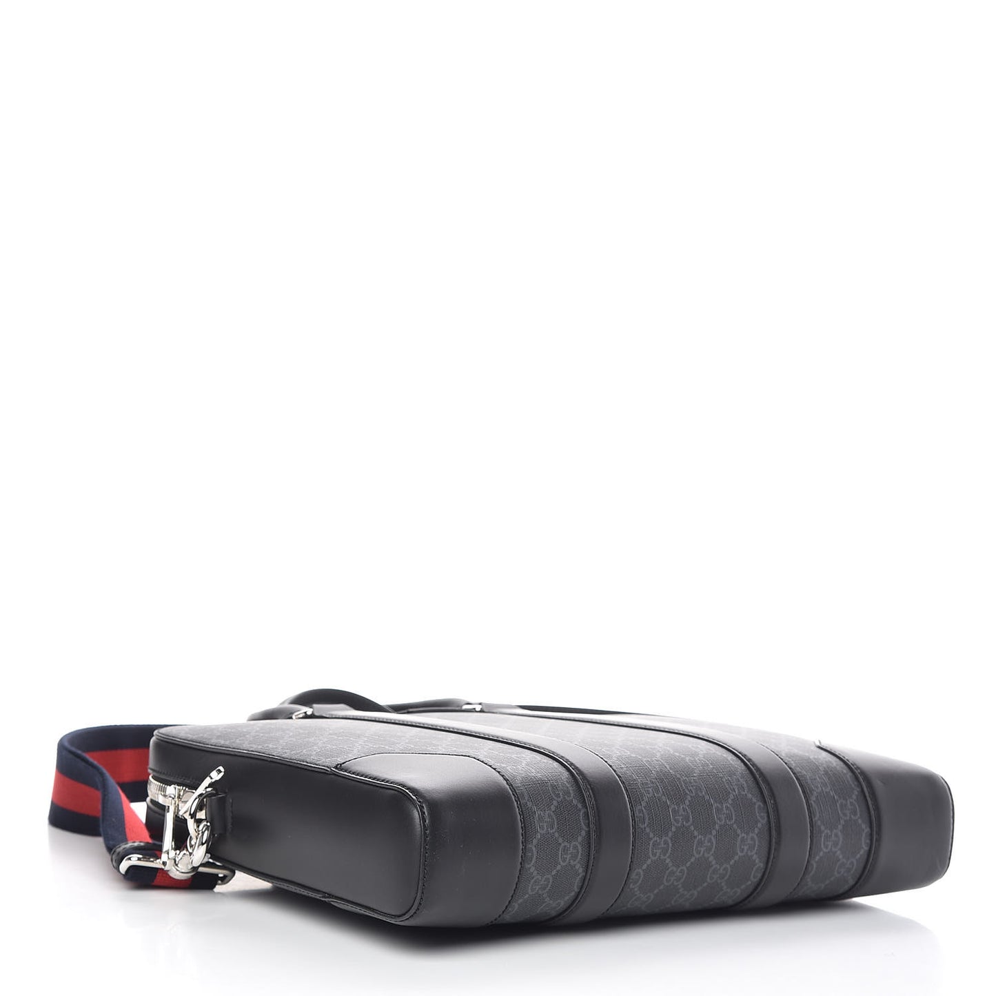 GG Supreme Monogram Appia Calfskin Web Briefcase Black