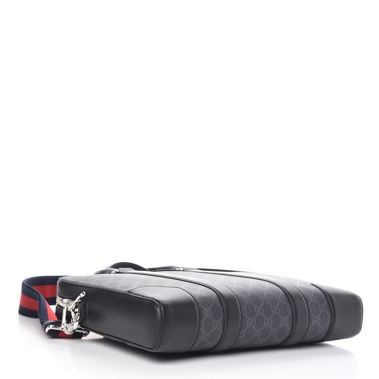Gucci GG Supreme Monogram Appia Calfskin Web Briefcase Black 4 of 10
