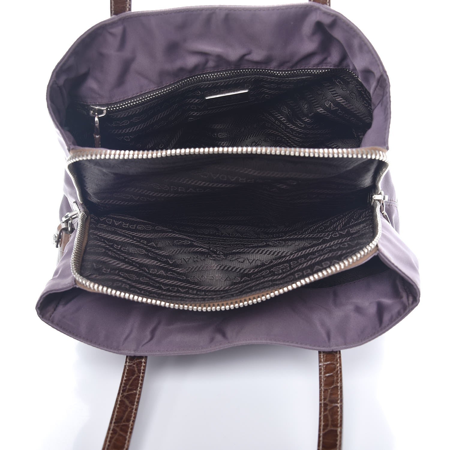 Prada Tessuto Nylon Faux Croc Tote 6 of 15