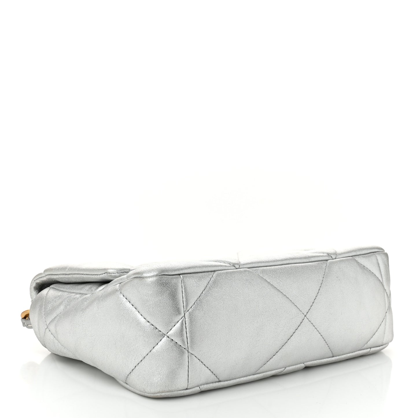 Metallic Lambskin Quilted Medium Chanel 19 Flap Silver