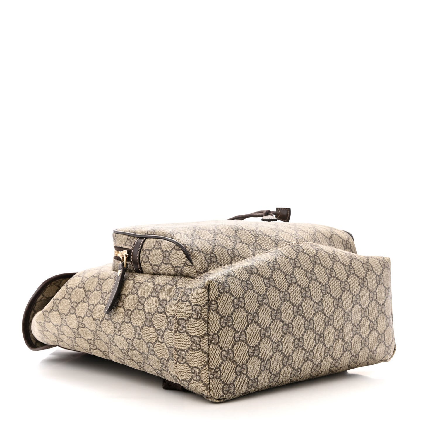GG Supreme Monogram Medium Single Buckle Rucksack Backpack Beige Ebony Brown